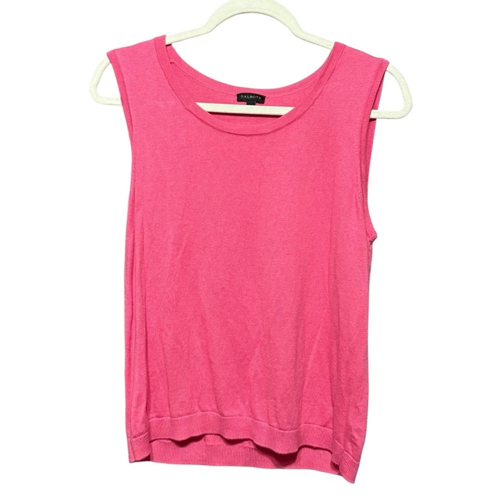 Talbots Pink Knit Tank‎ Top Classic Style Soft Lightweight Minimalist Euro Sz L